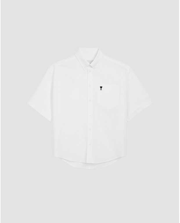 Ami De Coeur Oxford Short Sleeve Boxy Shirt - Ami - Natural White