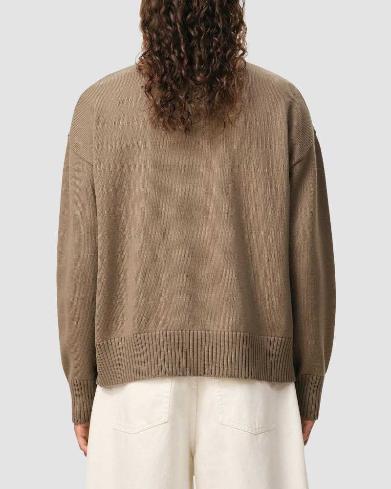 Pull Col Rond Avec Ami De Coeur Contraste - Ami - Beige Taupe / Ecru