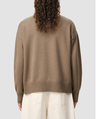 Round Neck Sweater With Contrast Heart - Ami - Beige Taupe / Ecru