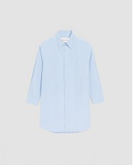 Ami De Coeur Embosse Popeline Rayee Long Sleeve Shirt Dress - Ami - Blue Cashmere / White Ami De Coeur Embosse Popeline Rayee Long Sleeve Shirt Dress - Ami - Blue Cashmere / White