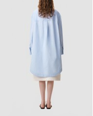 Ami De Coeur Embosse Popeline Rayee Long Sleeve Shirt Dress - Ami - Blue Cashmere / White Ami De Coeur Embosse Popeline Rayee Long Sleeve Shirt Dress - Ami - Blue Cashmere / White