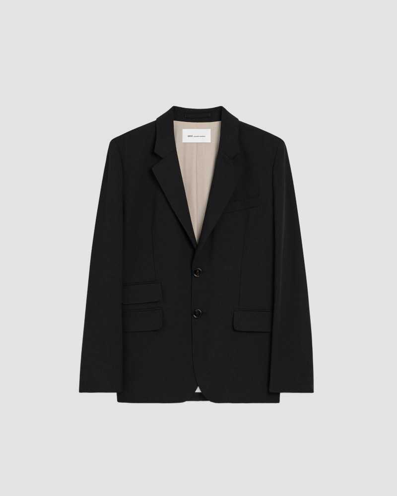 Boxy Gabardine De Laine Jacket - Ami - Black Boxy Gabardine De Laine Jacket - Ami - Black