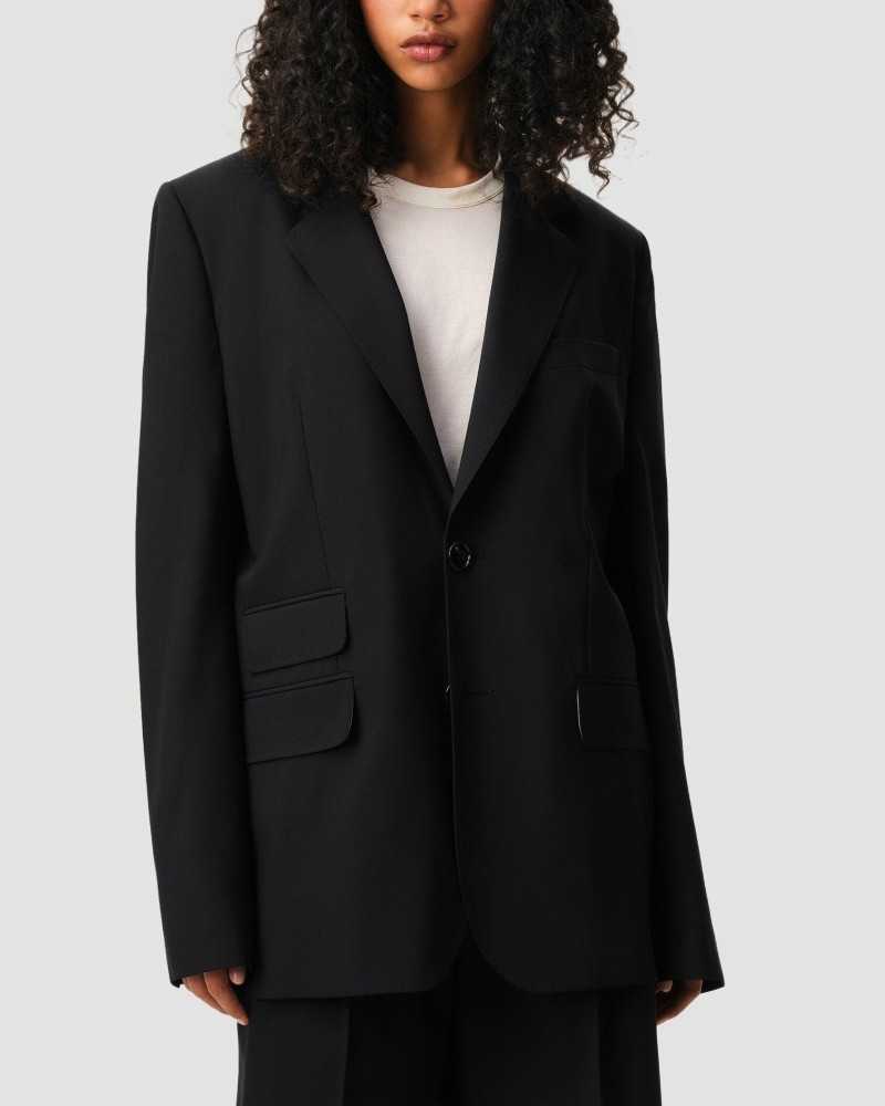 Boxy Gabardine De Laine Jacket - Ami - Black Boxy Gabardine De Laine Jacket - Ami - Black