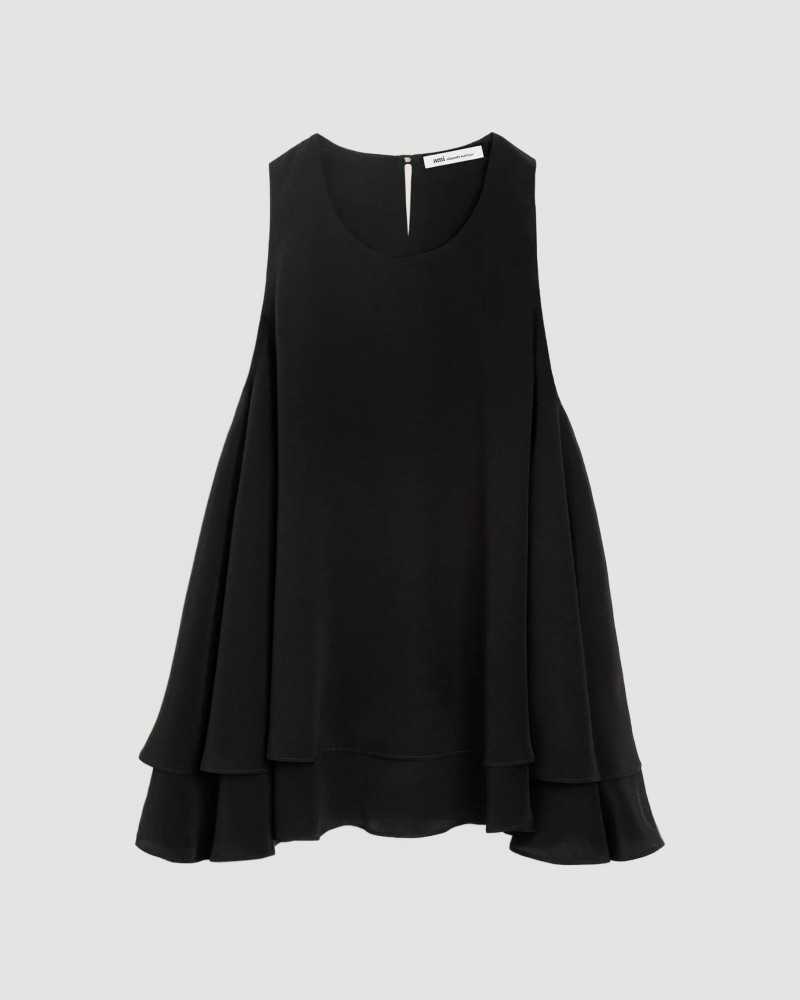 Sleeveless Ruffle Top - Ami - Black