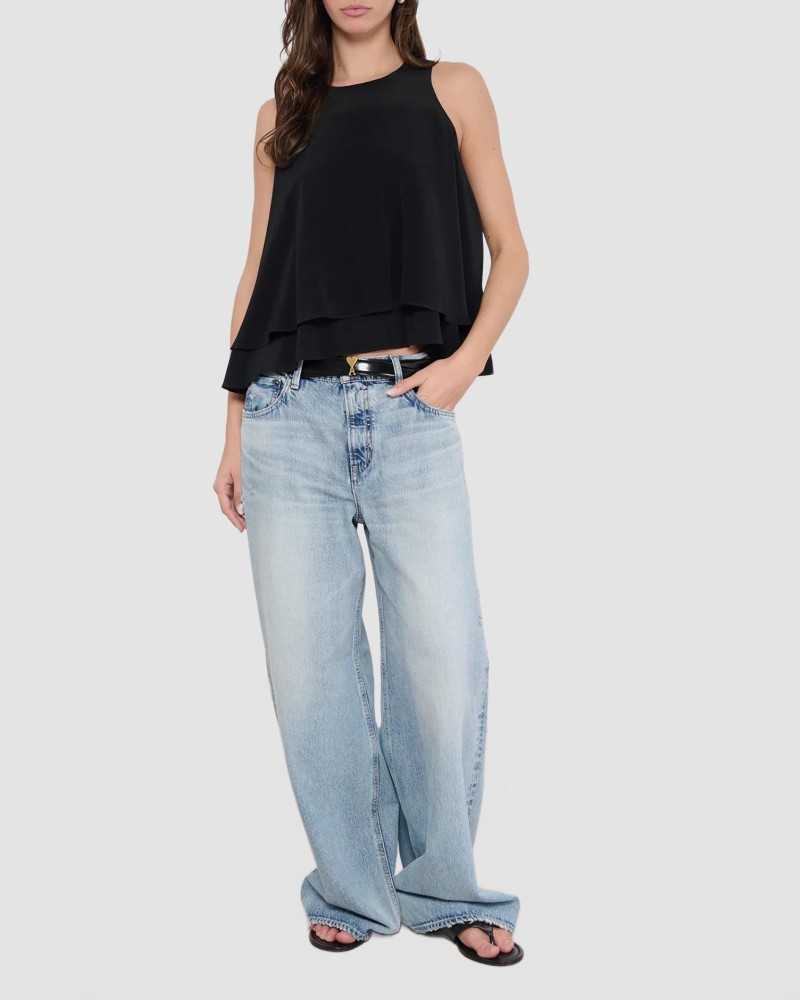 Sleeveless Ruffle Top - Ami - Black