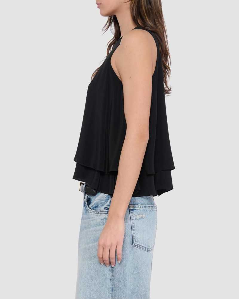 Sleeveless Ruffle Top - Ami - Black