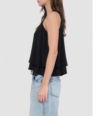 Sleeveless Ruffle Top - Ami - Black