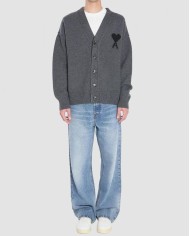 Cardigan Avec Ami De Coeur Contraste - Ami - China Grey / Black Cardigan Avec Ami De Coeur Contraste - Ami - China Grey / Black